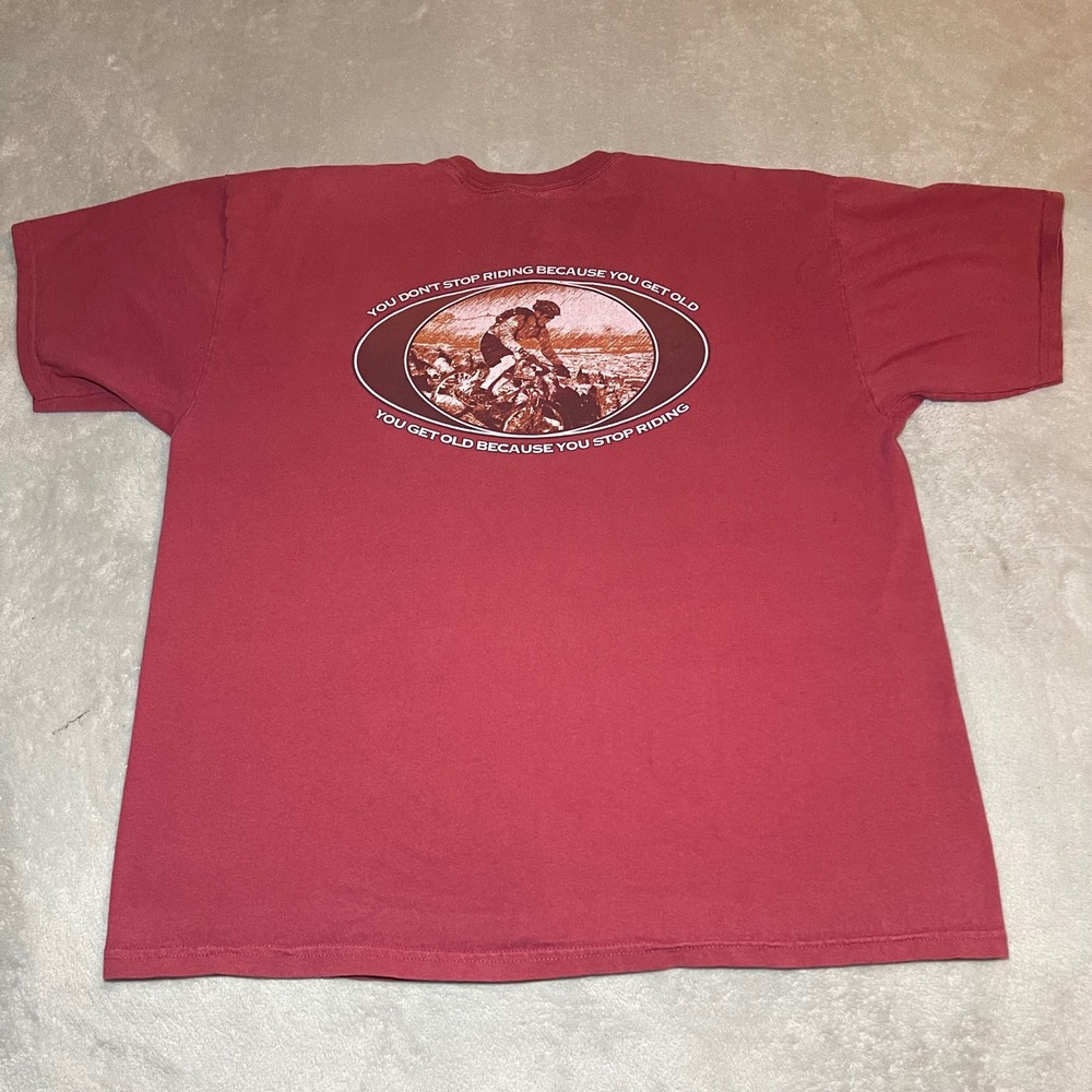 Mountain Bike T-Shirt Mens XL Red Hiawatha Trail Lookout Pass Outdoors Tee Y2K